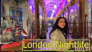 Nightlife around CENTRAL LONDON ✨ 🧨London City Nightlife ✨ London Night Walk Tour 2 [upl. by Aiekram]