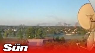 Ukrainian forces shell positions in the Russian Bryansk Region [upl. by Robinette]