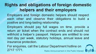 Rights and obligation of foreign domestic helpers and their employers [upl. by Delle480]