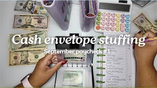 SEPTEMBER PAYCHECK 1  CASH STUFFING 1030  CASH ENVELOPE SYSTEM [upl. by Aynotak600]