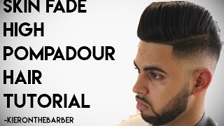 SKIN FADE SIDE PART POMPADOUR  BARBER TUTORIAL  KIERON THE BARBER [upl. by Enitsua]