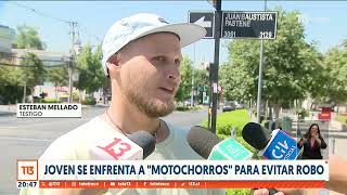 Joven se enfrenta a quotmotoclockquot para evitar robo en Vitacura [upl. by Iramaj]