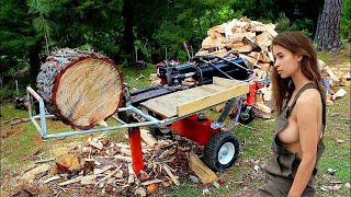 Professional tree trimming on a sawmill trimming an amazingly large tree woodwork [upl. by Targett]