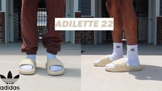 Adidas Adilette 22 Slide Review  On foot [upl. by Hannazus366]