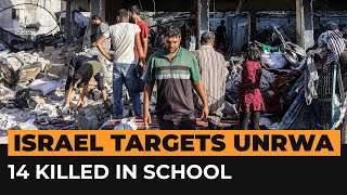 Video shows destruction from Israeli strike on UNRWA schoolturnedshelter  AJ Shorts [upl. by Dihgirb]