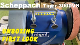 Unboxing Scheppach Tiger 3000VS Variable Speed Wet Stone Sharpener [upl. by Marr]