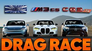 New Tesla Model 3 Performance v BMW M3 CS v AMG C63 S E Perf — Cammisa Ultimate Drag Race Replay [upl. by Acirrehs]