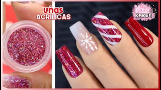 Uñas ACRILICAS ROJO NAVIDAD  Efecto Caramelo  NailsByKaren [upl. by Risan]