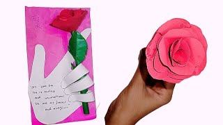 How to make hand card with rose 🌹 Origami Card [upl. by Marv]