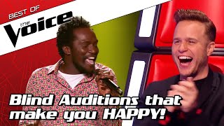 TOP 10  HAPPY amp FUNNY Blind Auditions that make you SMILE in The Voice [upl. by Conney]