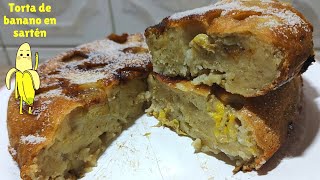 Torta de plátano 🍌 En sartén fácil rápido y delicioso  Recetad de banano [upl. by Suirtimed887]