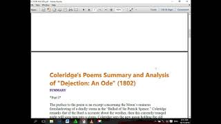 Summary and Critical Analysis of Dejection an Ode by Coleridge UrduHindi Sir RanaMPhil Scholar MA [upl. by Anjela]