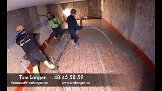 Del22 Betong gulv kjeller Sandvika Rykkinn concrete floor basement Norway Langen støper og pusser [upl. by Anahpets]