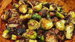 Crispy Brussel Sprouts amp Bacon SO Easy amp SO TASTY [upl. by Annadroj]