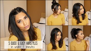 5 QUICK amp EASY EVERYDAY HAIRSTYLES UNDER 5 MINUTES [upl. by Wichman143]