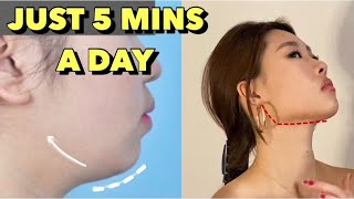 Get Rid of DOUBLE CHIN amp FACE FAT Workout  5 Minutes for Slimmer Defined Jaw Line [upl. by Combe]