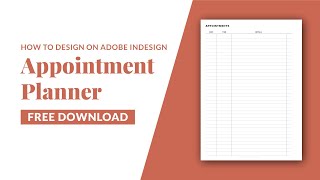 How to design Appointment Planner in Adobe InDesign Free Download [upl. by Halbert]