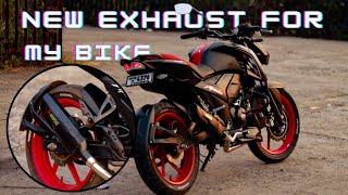 New exhaust for my Apache RTR 160 4V  Full installation  Praveen on bike [upl. by Yrocej]