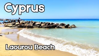 Laourou Beach Corallia Beach  Coral Bay Peyia Paphos Cyprus  2021  4K [upl. by Rakel]