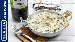 Espinacas a la crema con champiñones  Recetas con verduras Ybarra [upl. by Eemla]