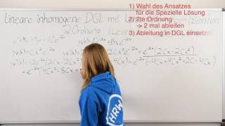 Differentialgleichungen 6  DGL Lineare inhomogene DGL 2 Ordnung mit konstanten Koeffizienten II [upl. by Emanuel349]