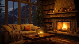 Cozy Cabin Ambience with Gentle Night Rain 💧 Rain amp Fireplace Sounds for Relax Study amp Work 📕 [upl. by Lebyram606]