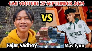 gaji youtube masiyun vs fajarsadboy‼️terbaru 2024😲🤑 [upl. by Lawley]