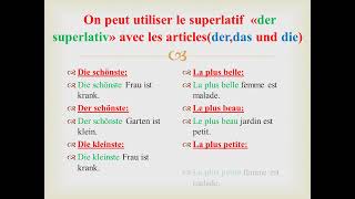 der Superlativ und der Komparativ  le superlatif et le comparatif [upl. by Sidnal478]