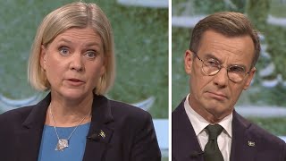 Debatt om SDregeringens skattesänkning för de allra rikaste – Andersson vs Kristersson i SVT [upl. by Yerocaj]