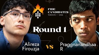 Alireza Firouzja  Praggnanandhaa R  FIDE Candidates 2024 [upl. by Schroth]