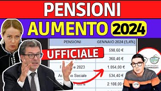 UFFICIALE TABELLA AUMENTO PENSIONI 2024 📈 TUTTI I NUOVI IMPORTI da GENNAIO  AUMENTI MINIME INVALIDI [upl. by Liw]