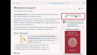 Bhutanese Passport  Wiki Audio w text [upl. by Sherill960]