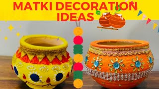 Pot painting ideasHow to decorate kalash for NavratriDiwali pot decoration matki painting [upl. by Lambert26]