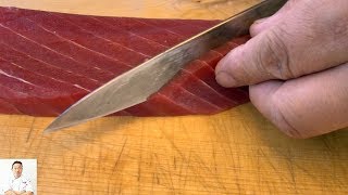 How To Cut Tuna For Sushi and Sashimi Part 2  How To Make Sushi Series [upl. by Ecyle63]