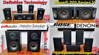 All Models Polk T15 Bose 201 Series V Definitive ProCinema 600 Onkyo Denon 50 Satellite Speaker [upl. by Amled]