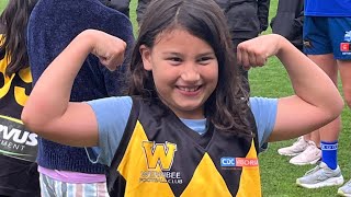 Bianca played an Auskick game for the Werribee Tigers [upl. by Enohsal]