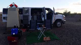 Rubber Tramp rendezvous Quartzsite Arizona Van camping camp setup Quartzsite Arizona [upl. by Eisler723]