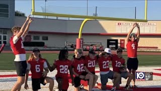 Belton High School football players create human goal post so girl can attempt field goal [upl. by Odey]