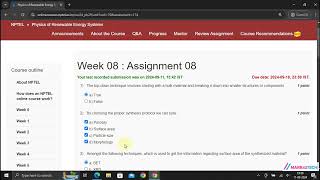 NPTEL Physics of Renewable Energy Systems Week8 Assignment8 Solution JULY 2024 [upl. by Esdnil562]