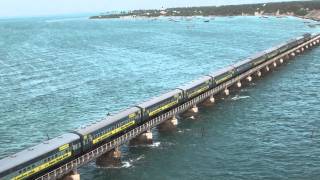 Train on Pamban bridge 4 [upl. by Dolphin]