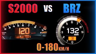 Subaru BRZ 2022 vs Honda S2000 0180kmh [upl. by Tilney838]