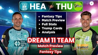 HEA vs THU Dream11 Team Today Prediction THU vs HEA Dream11 Fantasy Tips Stats and Analysis [upl. by Eloisa]