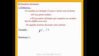 6eme cours de maths et exos sur les nombres decimaux  définition et zéros inutiles [upl. by Llecrad632]