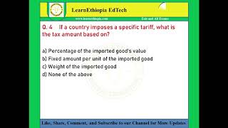 International Agriculture Trade  Model Exit Exam Questions for Agricultural Economics Exit Exam [upl. by Einhapets]