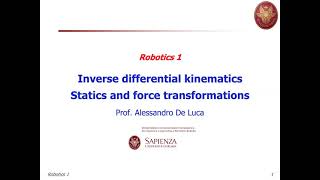 Robotics 1  Inverse differential kinematics Lecture 25 [upl. by Robison]