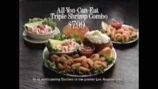 1990 Sizzler Triple Shrimp Combo commercial [upl. by Eenahc]