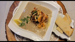 Mushroom Velouté Topped with Crispy Chef Sampler Mushroom and Sautéed Shrimps [upl. by Reeva386]