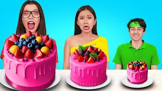 NEW 123 GO Big Vs Medium Vs Tiny Food Challenge  Testing Incredible Groceries [upl. by Elleinnad]