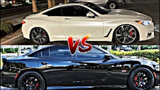 2018 Infiniti Q60 red sport vs 2020 Dodge Charger scat pack [upl. by Jobye]