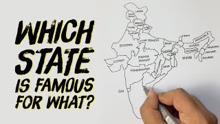 India Map with States  Which State is Famous for What Hand Drawn Political Map of India [upl. by Aspasia]